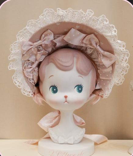 Maiden's Heart Knot - Old School Lolita Polka Dot Bow Accessories with Ruffles Light Pink BNT