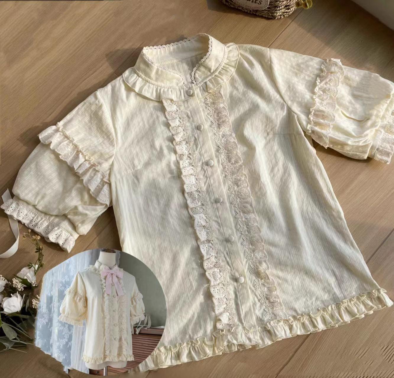 Uncle's Workshop - Dreamy Macaron - Sweet Lolita JSK Dress Solid Color Shirt S Short-sleeved shirt