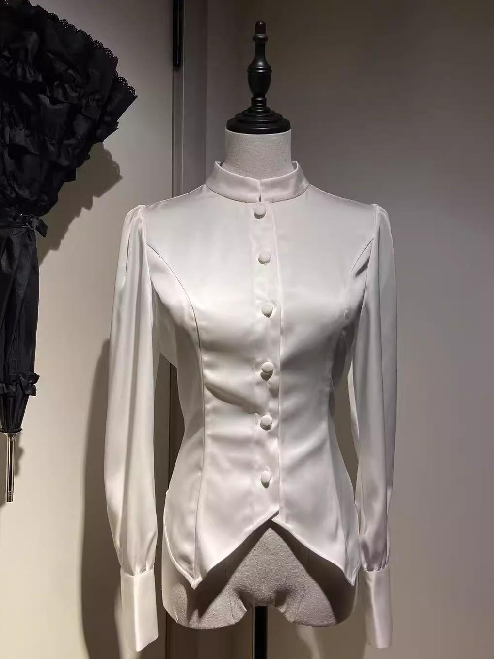 LetterfromGod - Night Guardian - Acetate Ouji Lolita Shirt With Split Hem/Adjustable Strap White Shirt S