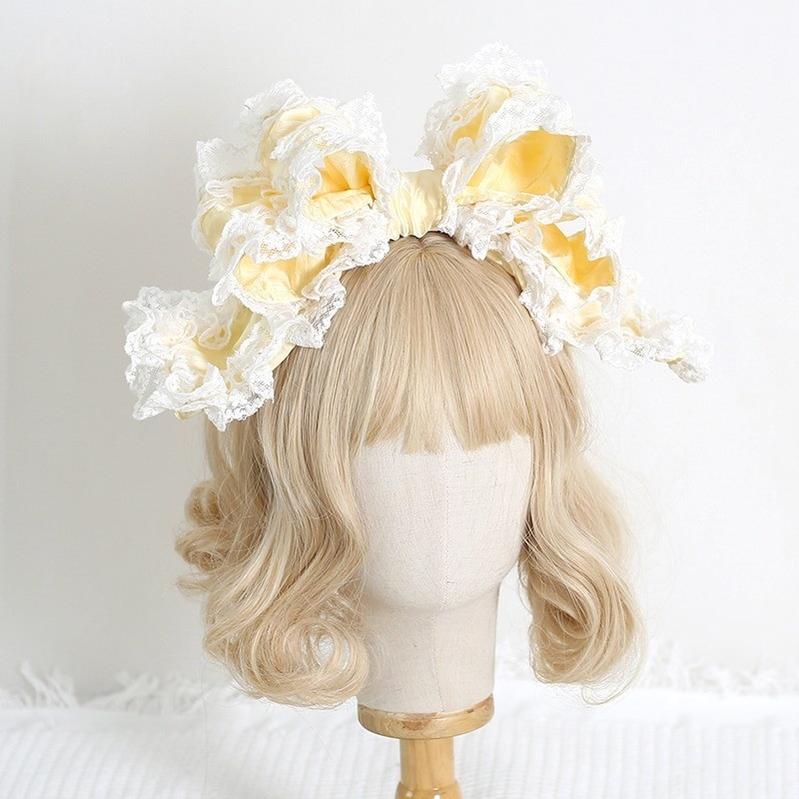 Xiaogui - Sweet Lolita KC with Large Lace Bow in Multiple Colors Light Yellow