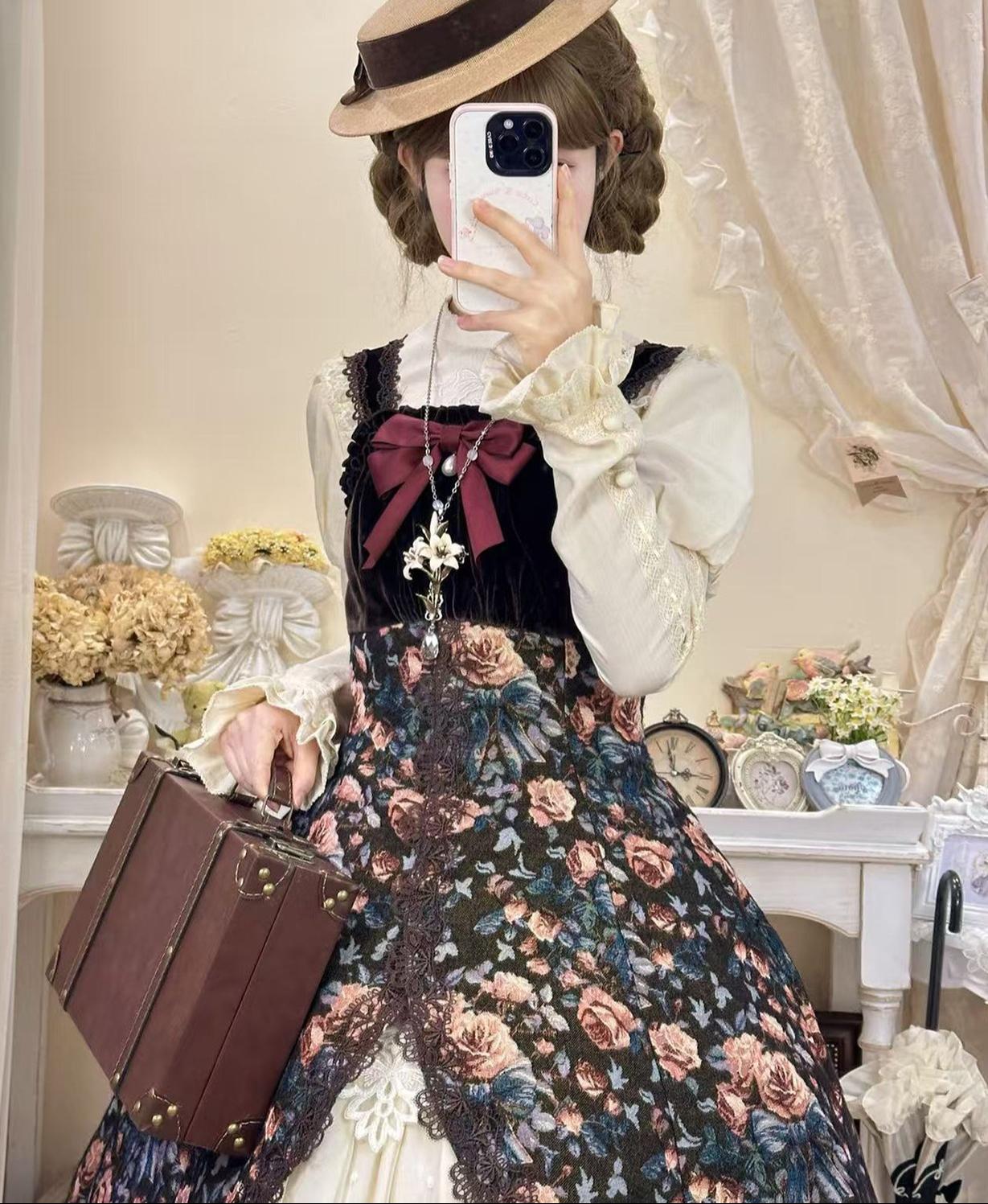 Devonshire Garden - Rose Jacquard JSK Dress, Mermaid Hem