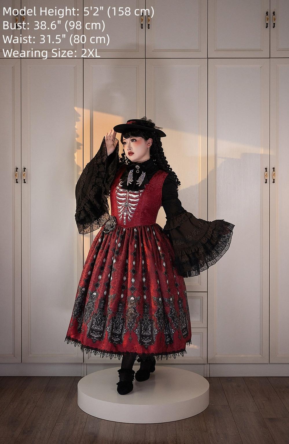 Moonnight Return - Gothic Lolita JSK Dress, Skeleton & Cross Print 44638:816280