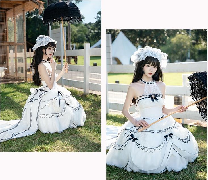 Daydream Whisper - Layered Poem - Wedding Sweet Plus Size Lolita JSK Dress Set 44159:797647