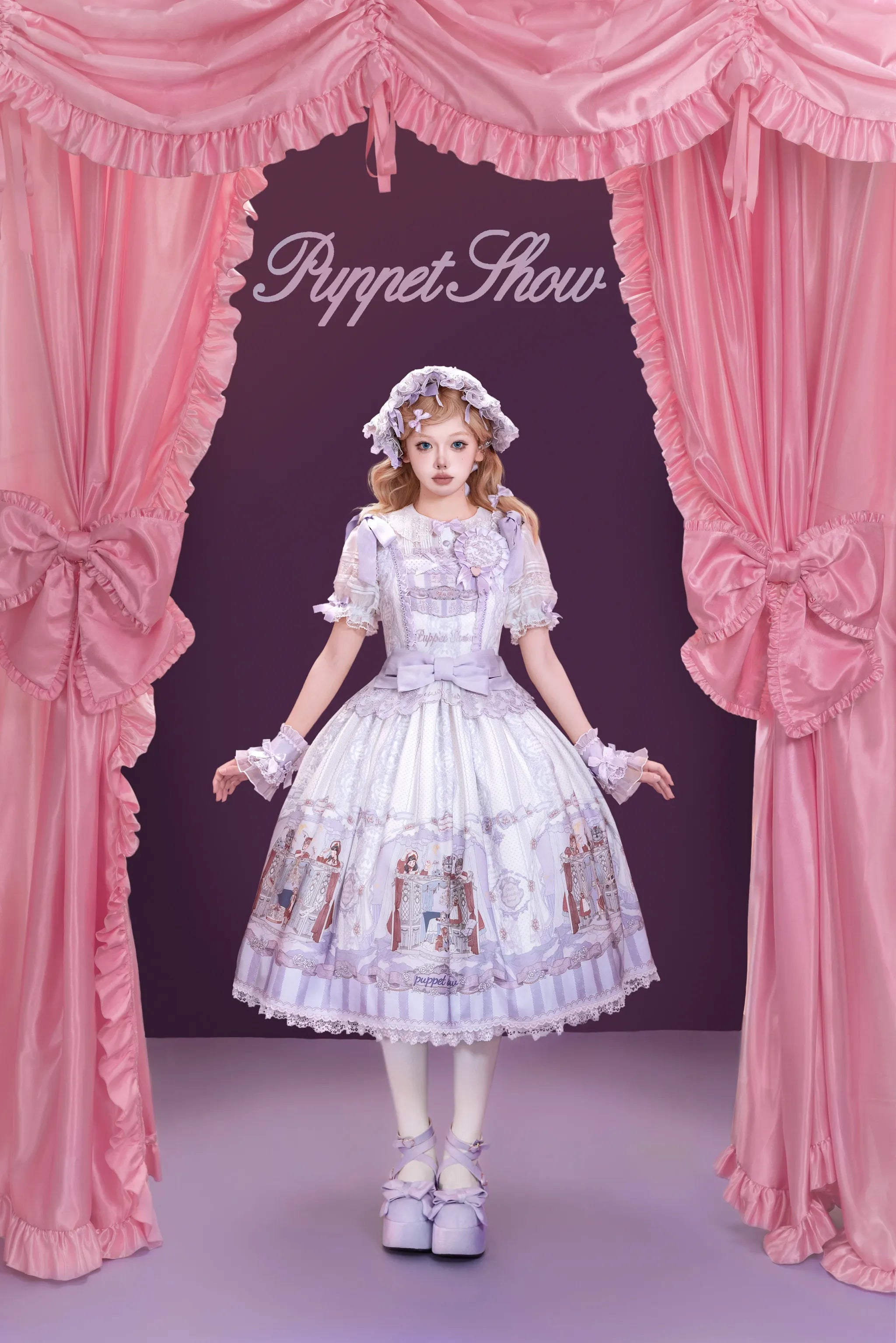 Puppet Show - Doll-like Lolita Embroidered Collar JSK, Puppet Show Print 45823:864747