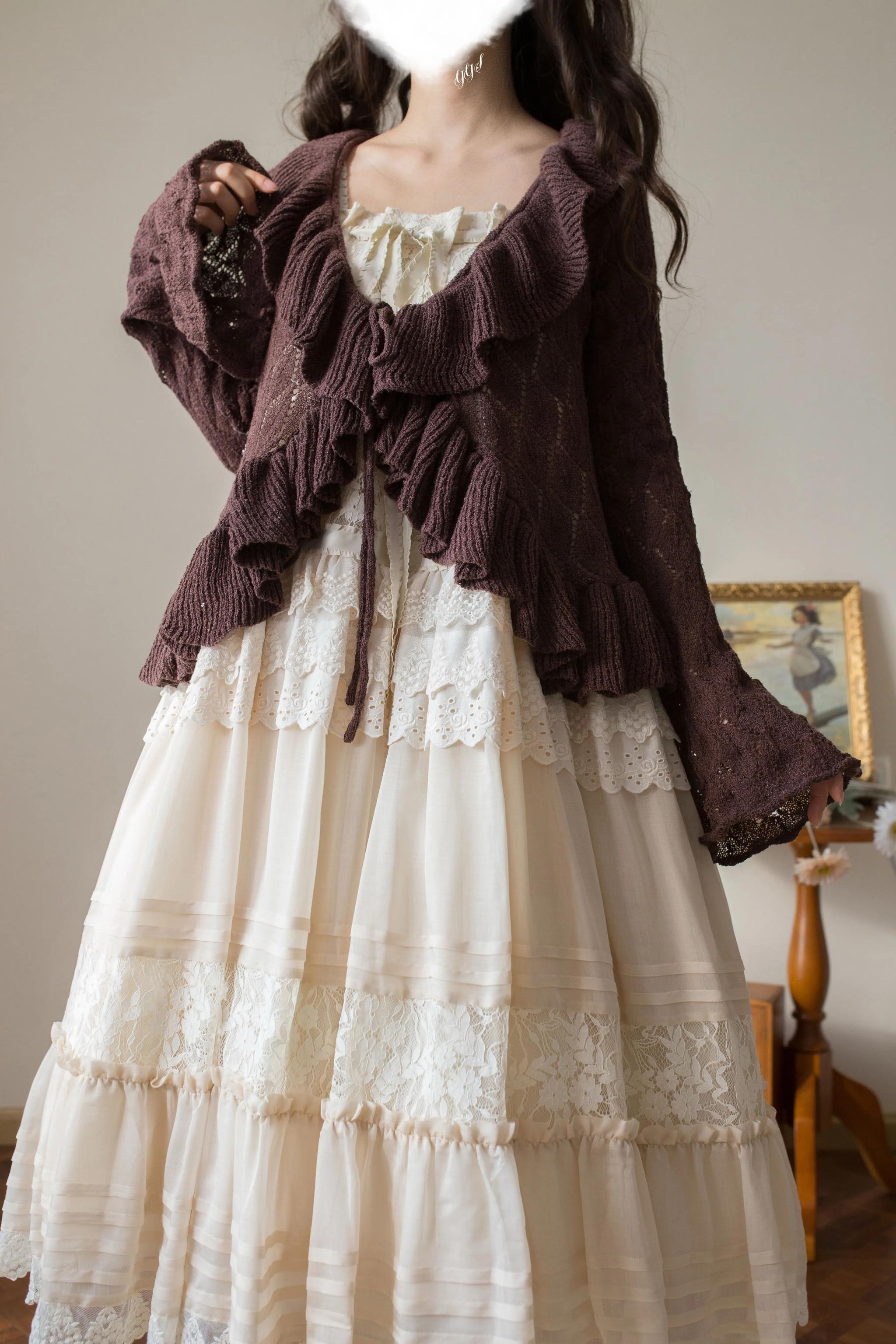Sunset Bouquet - Elegant Lolita Cardigan, Flounce Hem