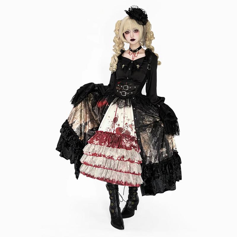 Caged Bird Hotel - Heretic Nun - Halloween Gothic Lolita JSK Dress & Blouse Set