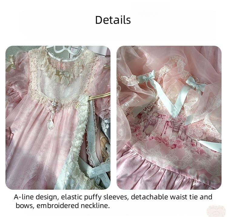 Spireme Cat - Wedding in Dream - Pink Sweet Lolita OP Dress, Detachable Corset
