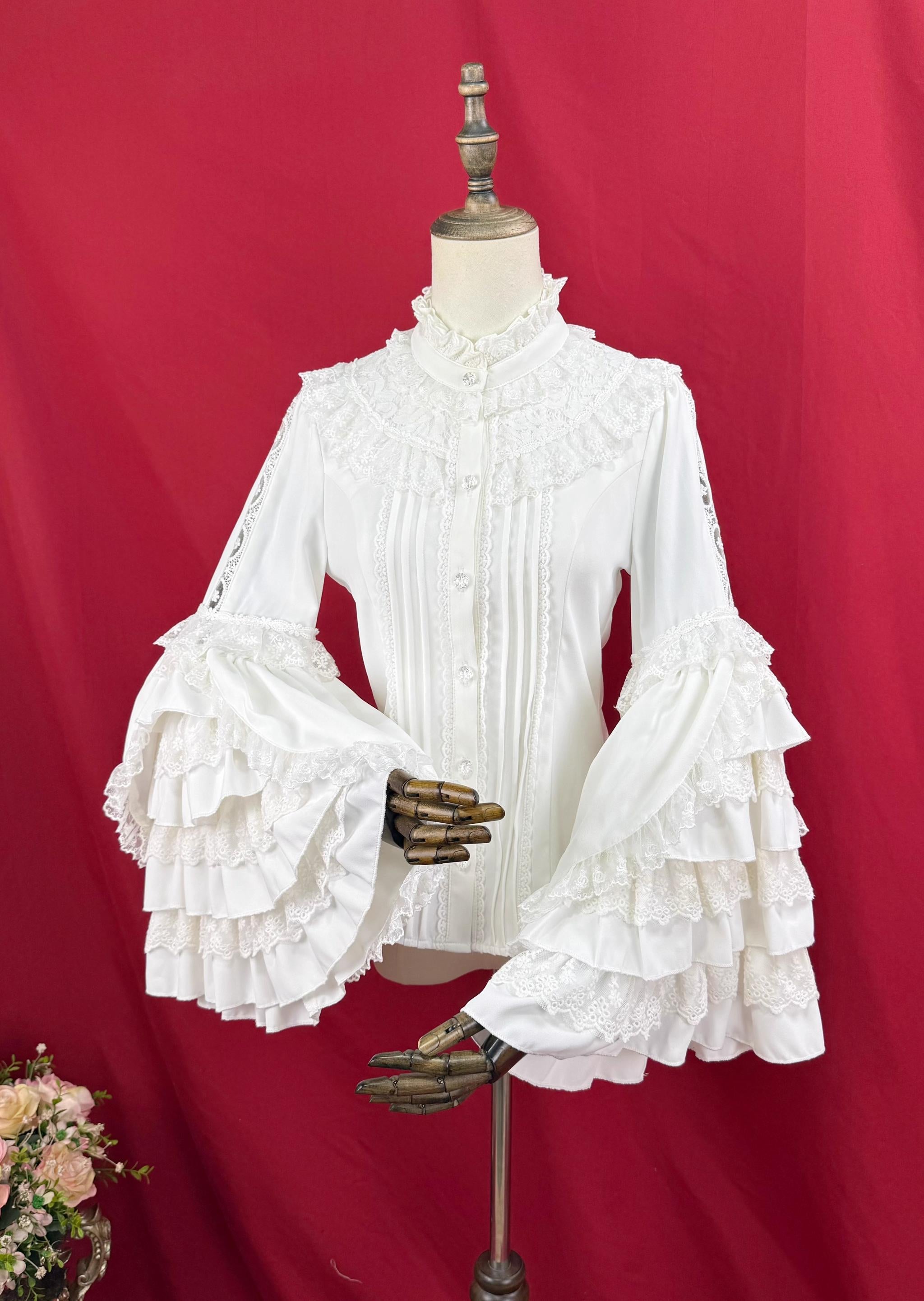 Hime Sleeved Classic Lolita Shirt, Detachable Bow 44361:805954