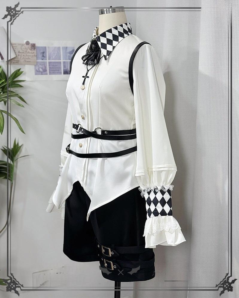 CastleToo - Fantasy Wonderland - Ouji Lolita Checkered Blouse with Suspenders Pants and Cape 42735:751575