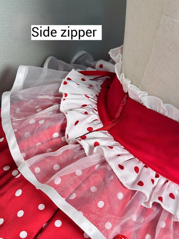Shuang Sheng Xiao Xiong - Bite The Cake - Sweet Lolita Dress, Red & White Polka Dots 43600:780761