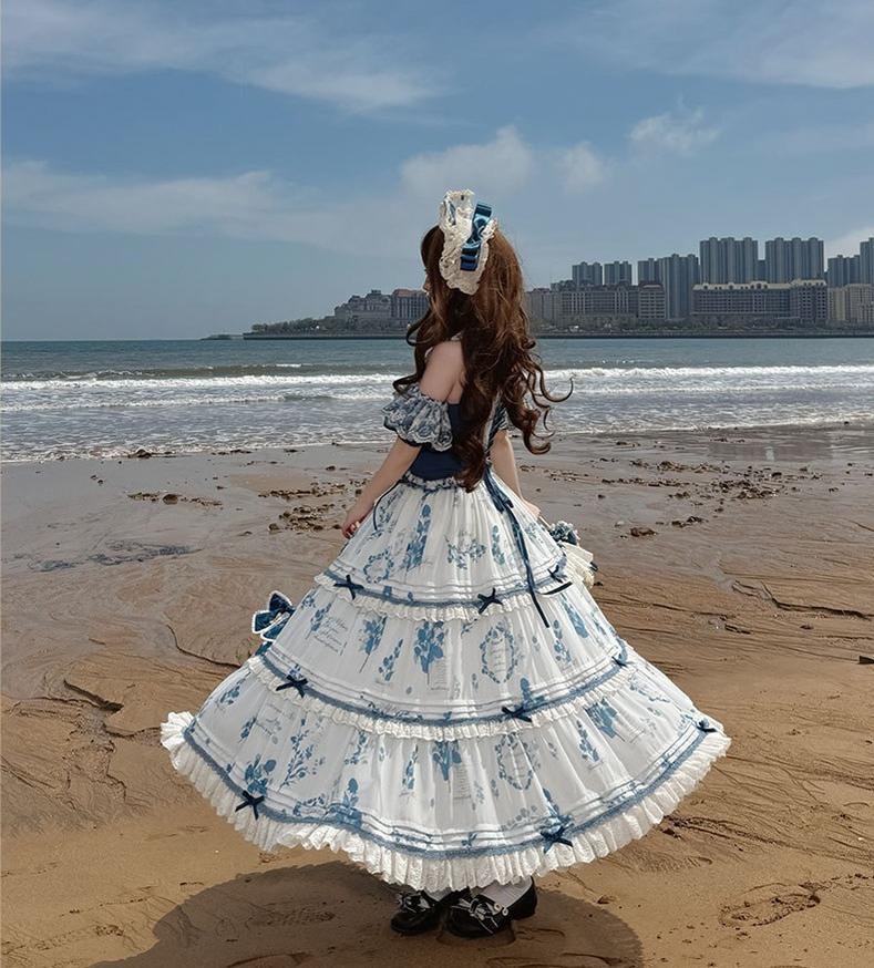 Mulberry Poetry Collection - Plus Size Lolita Printed Top & Skirt Set with Embroidery 45445:847502