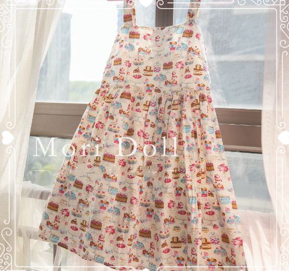 Mori Doll - Daily Lolita Colorful Patterns JSK Multicolors S white cake print