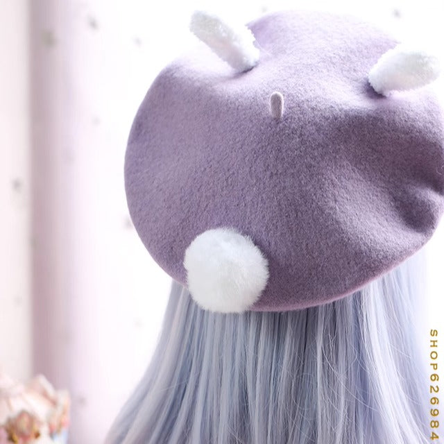 Xiaogui - Retro Lolita Christmas Deer Horn Beret Multicolors