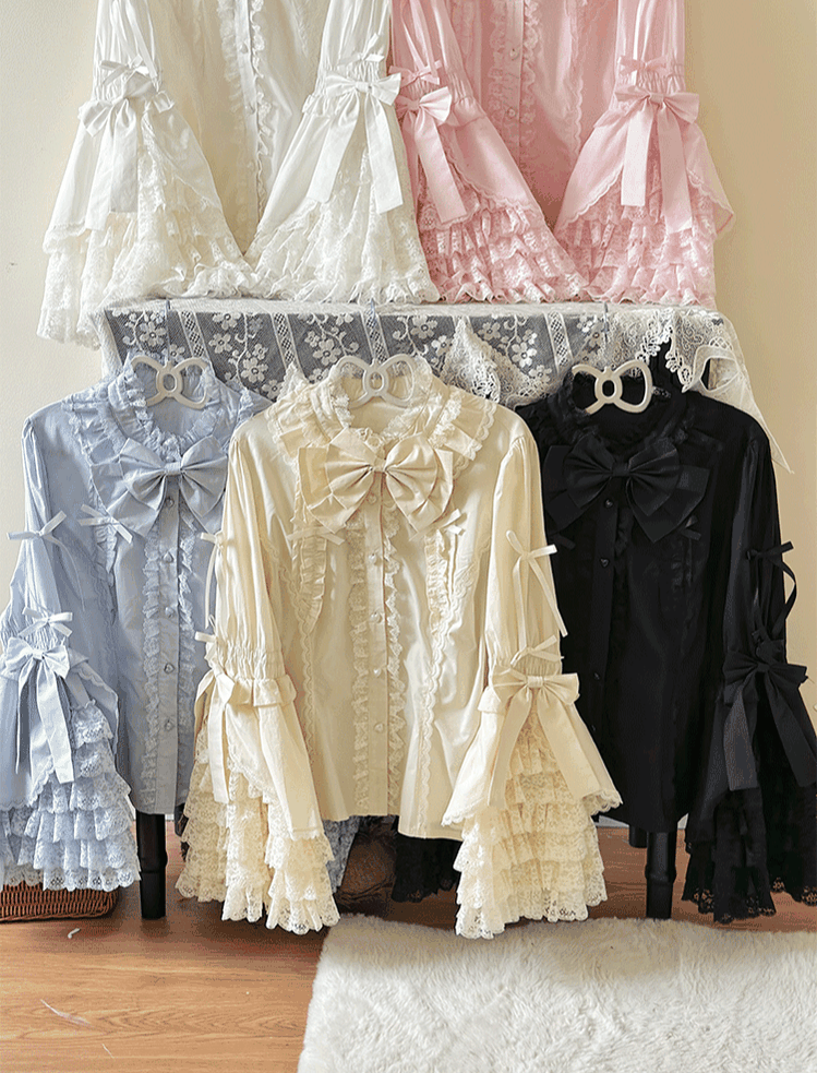 Plus Size Sweet Lolita Cotton Blouse with Hime Sleeves