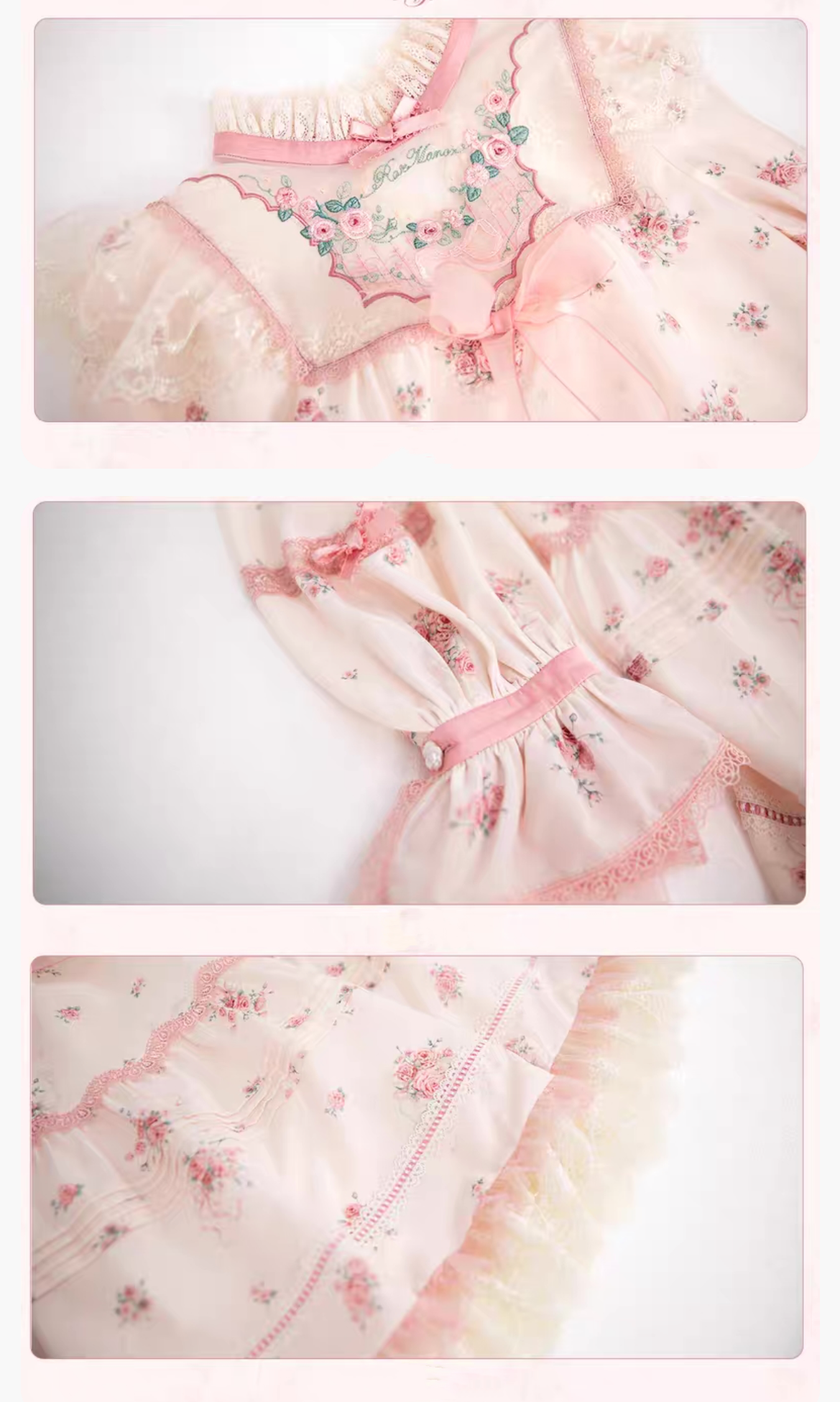 Mademoiselle Pearl~Rose Garden~Elegant Lolita Dress Bridal Floral Dress 29098:396556