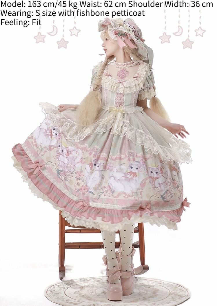 Bolero~Liliana Cat~Sweet Lolita Gorgeous OP Dress with Soft Lace & Organza 42986:760648