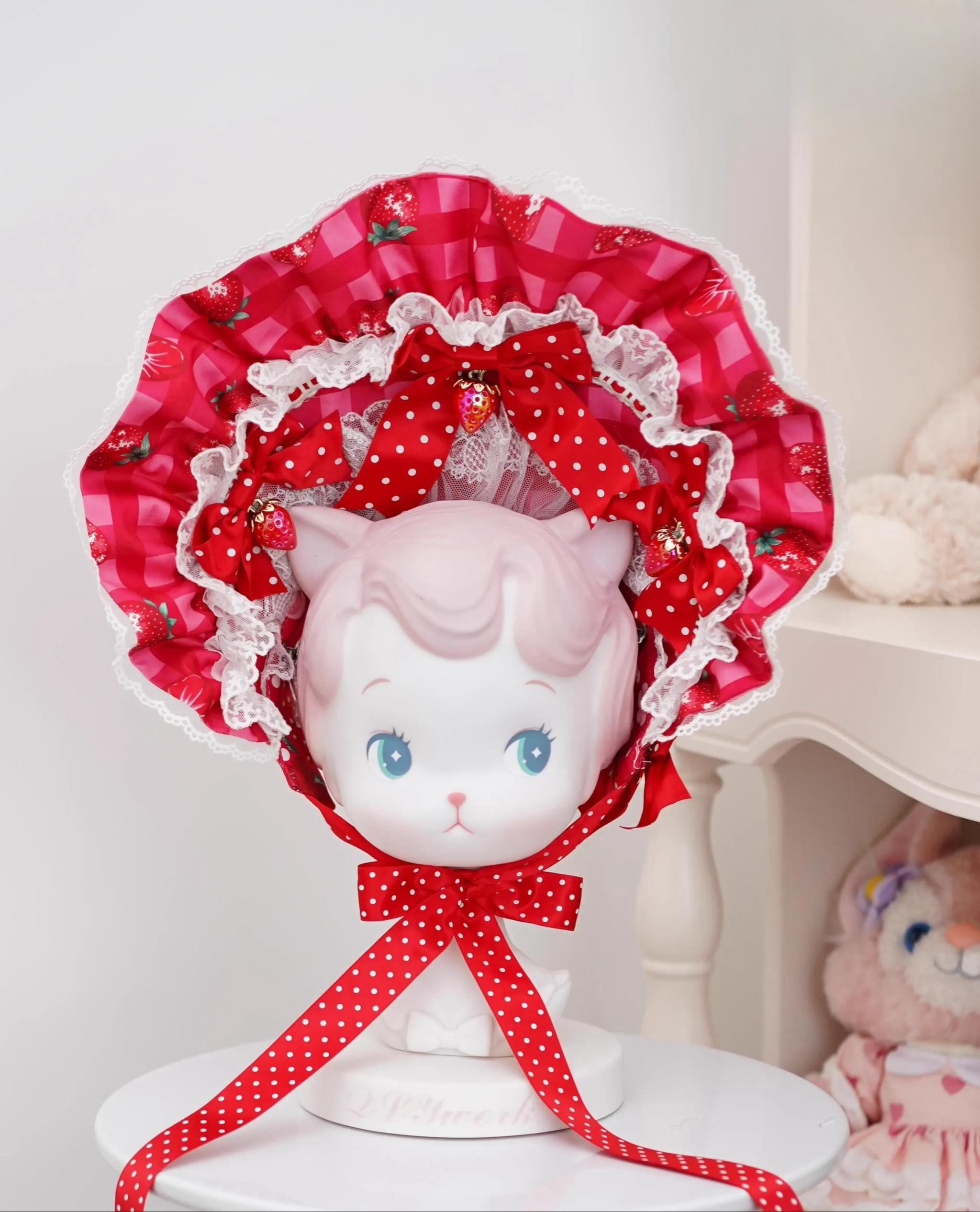 Mengfuzi - Strawberry - Sweet Lolita BNT Strawberry Print Detachable Sleeves Strawberry BNT Only Red