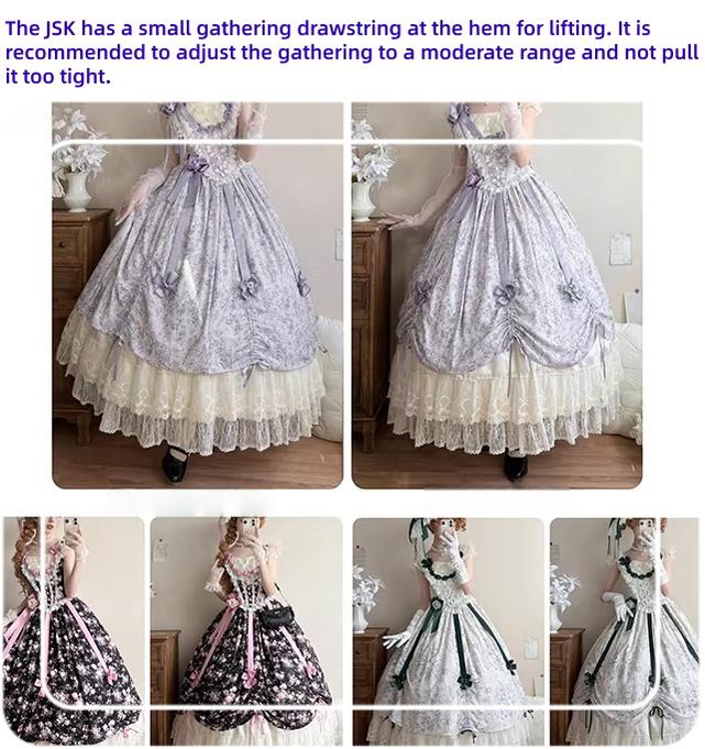 Dolota Flower Wall - Classic Lolita Floral OP Dress, Open Shoulder 44485:811280