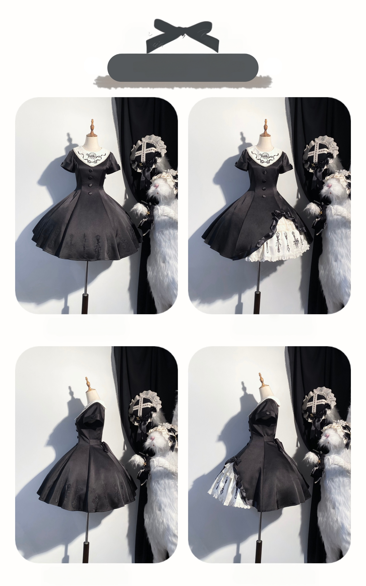 Silent Dinner - Gothic Lolita Six-Panel OP Dress with Cutlery Embroidery 45669:857855