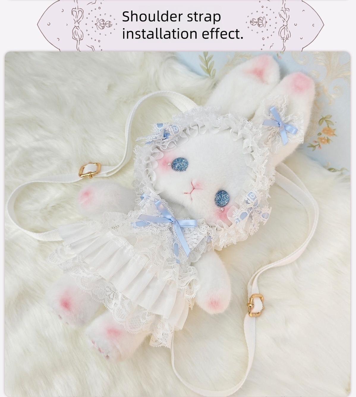 Bear Star - Posable Plush Bunny Lolita Bag, Detachable Pearl Chains