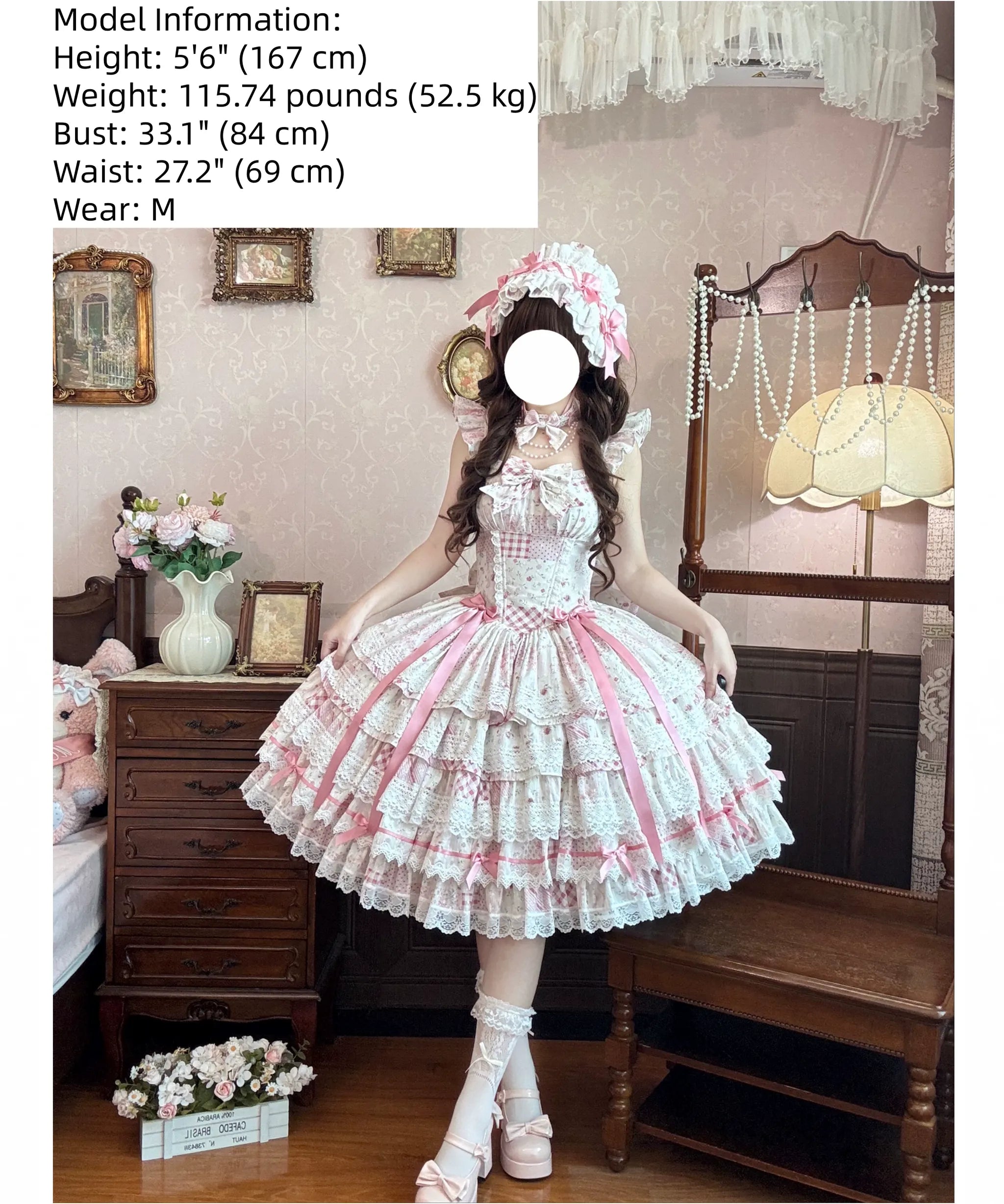 Flower Narrative Ballad - Classic Wedding Lolita Floral Printed JSK Dress with Tiered Hem 45728:859726