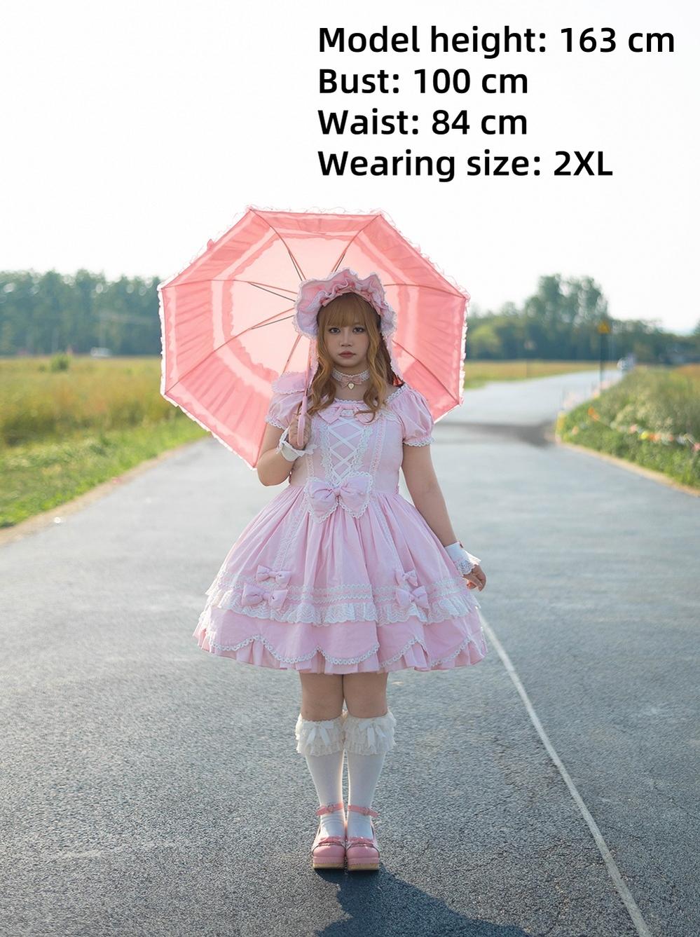 Miss Point - Vintage Petal Rabbit - Old School Lolita OP Cotton Dress With Petal-Shaped Hem 43135:768530