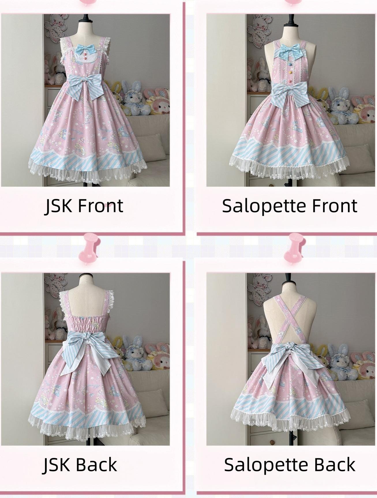 Star Gummies - IP Collaboration Sweet Lolita Dress, Bunny Print & Lace