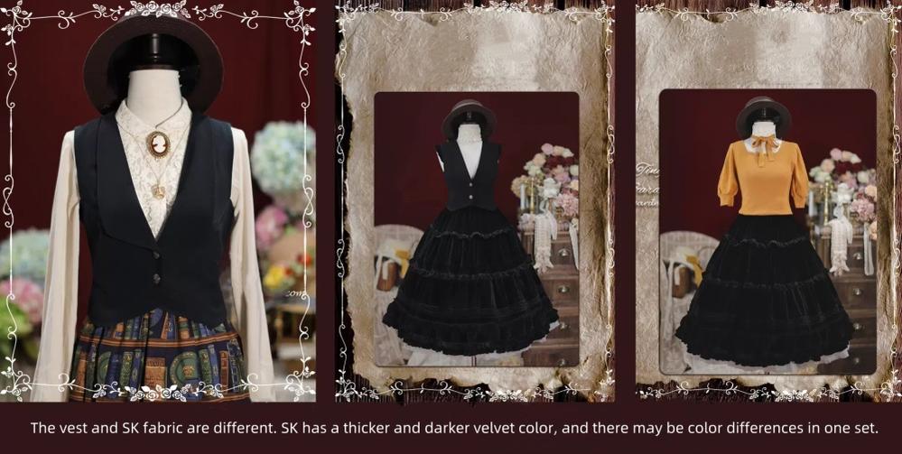 Tiny Garden - Old Love Songs - Lolita Elegant Vintage SK and Waistcoat S-waistcoat only black