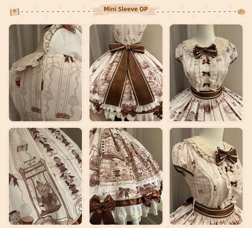 Little Bear Workshop - Primted Sweet Lolita Dress, Long Sleeved Blouse 44573:813781