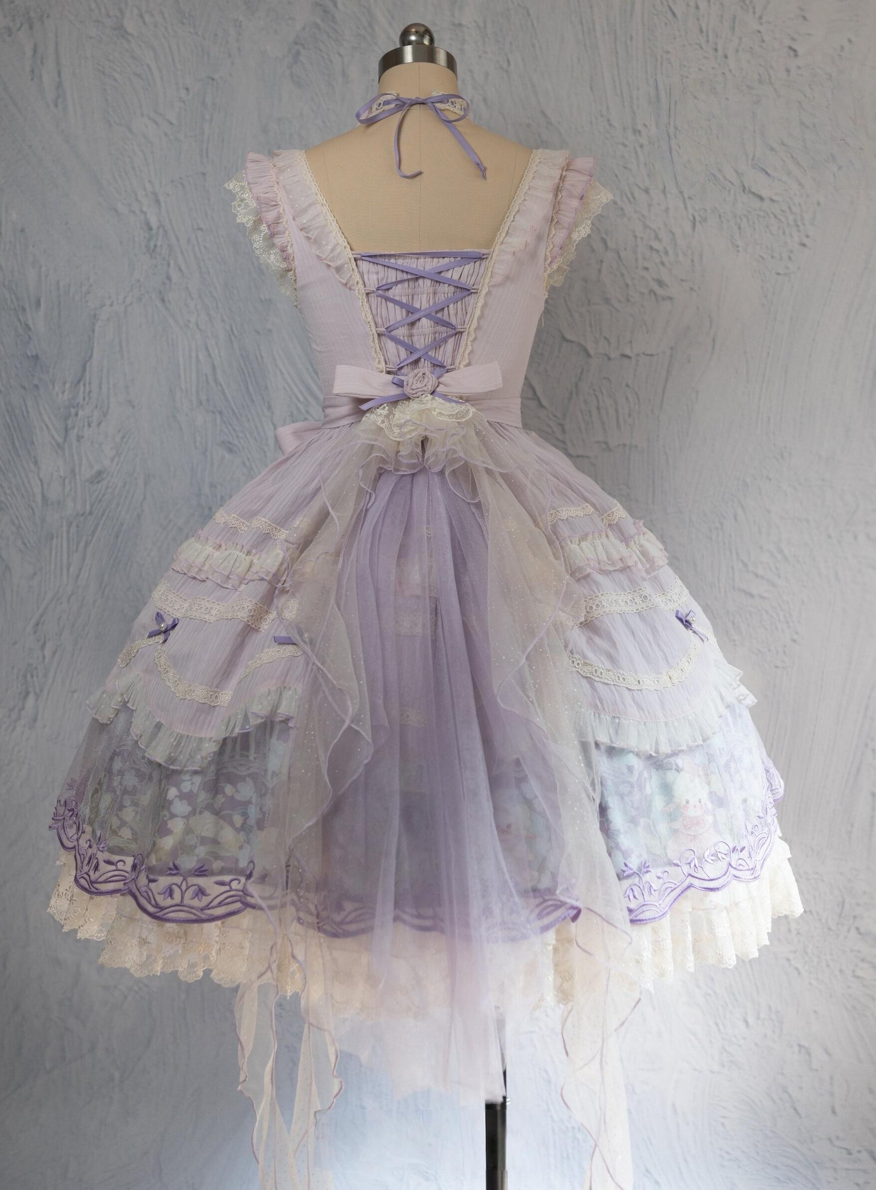 Lily of the Valley Lamb - Classic Lolita Tiered Hem JSK Dress with Embroidery 45277:852142