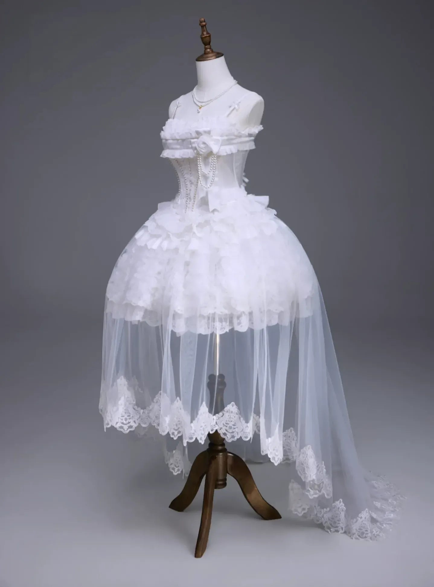 Nameless Snow - Classic Lolita Corset JSK Dress, Detachable Cape (L M S XL XS) 45683:859049