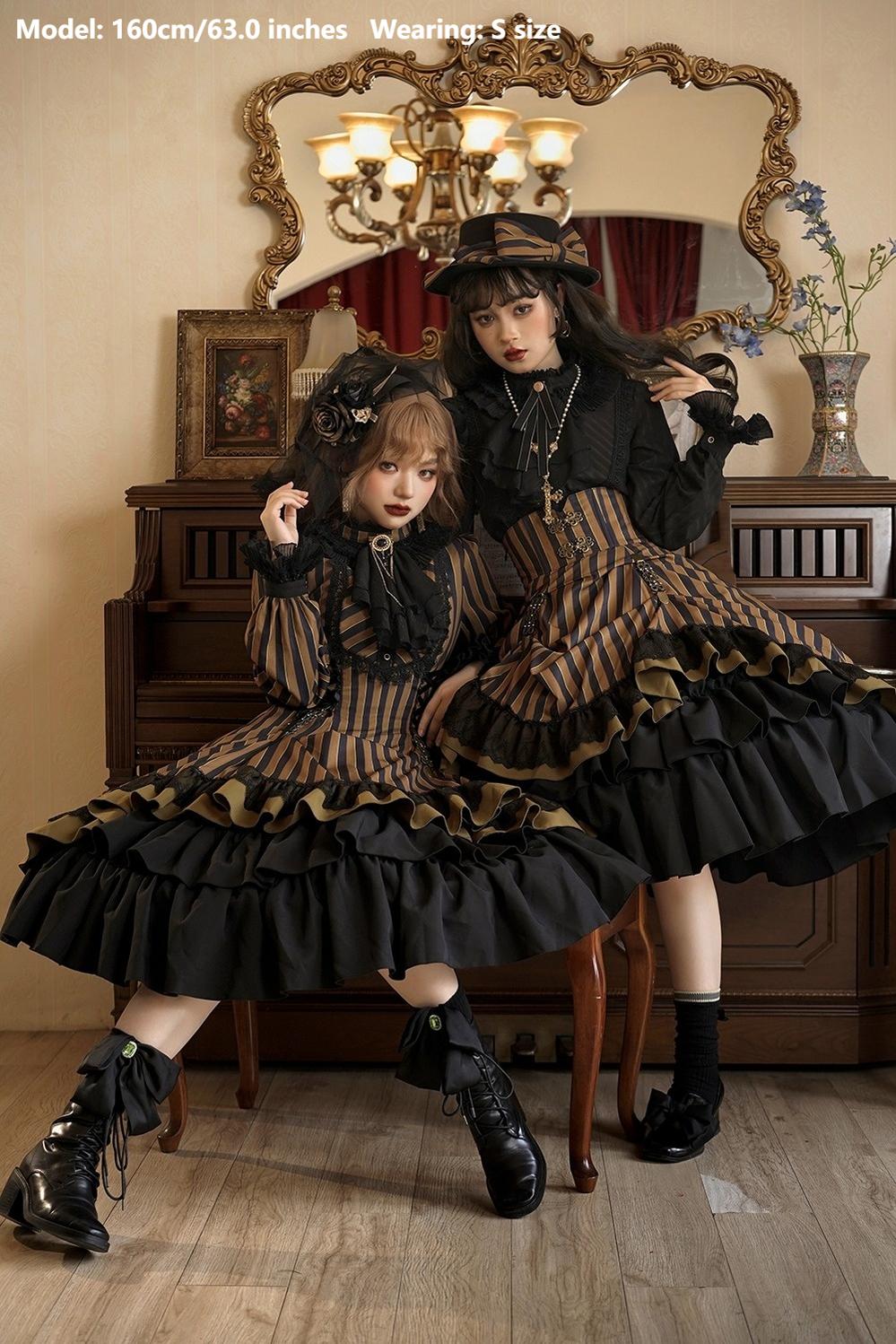 Miss Point - Perintz Manor - Gothic Lolita OP Long Sleeve Retro Lolita Dress 39904:643112