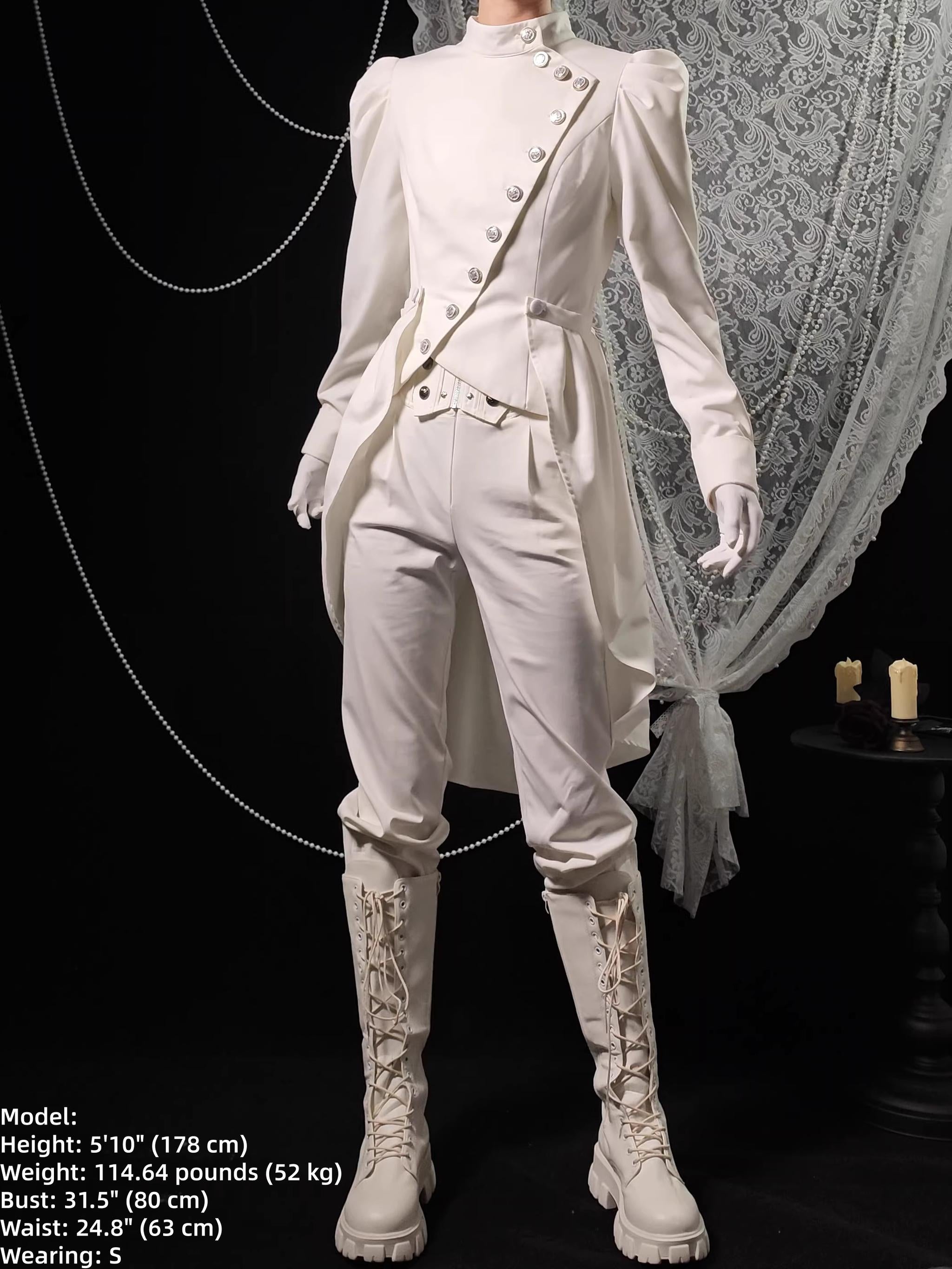 White Night Sonata - Ouji Lolita Embroidery Coat, Detachable Trailing