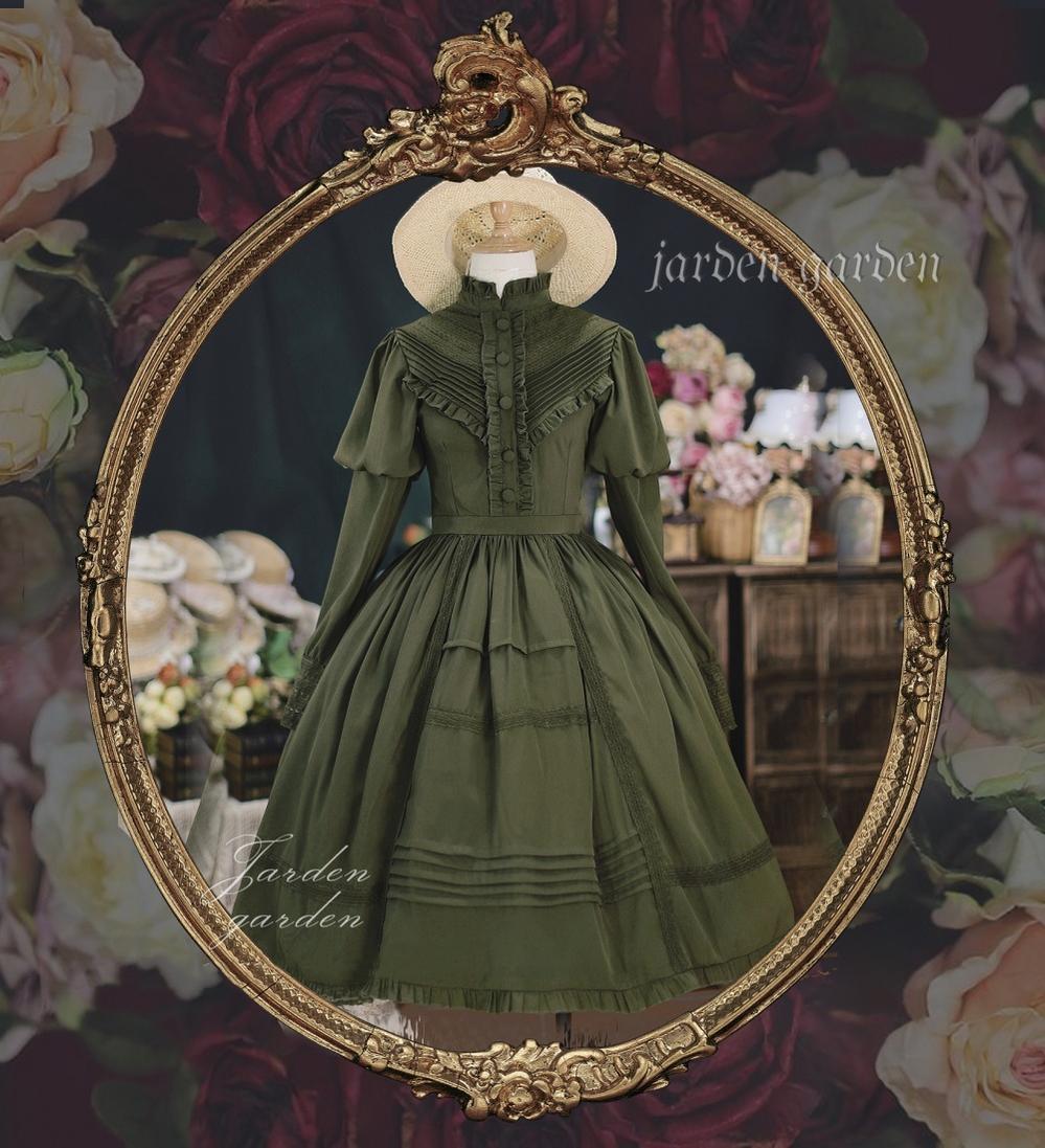 green emerald velvet dress Black Green Victorian Steampunk Dress – Steampunk Outfit main image 0