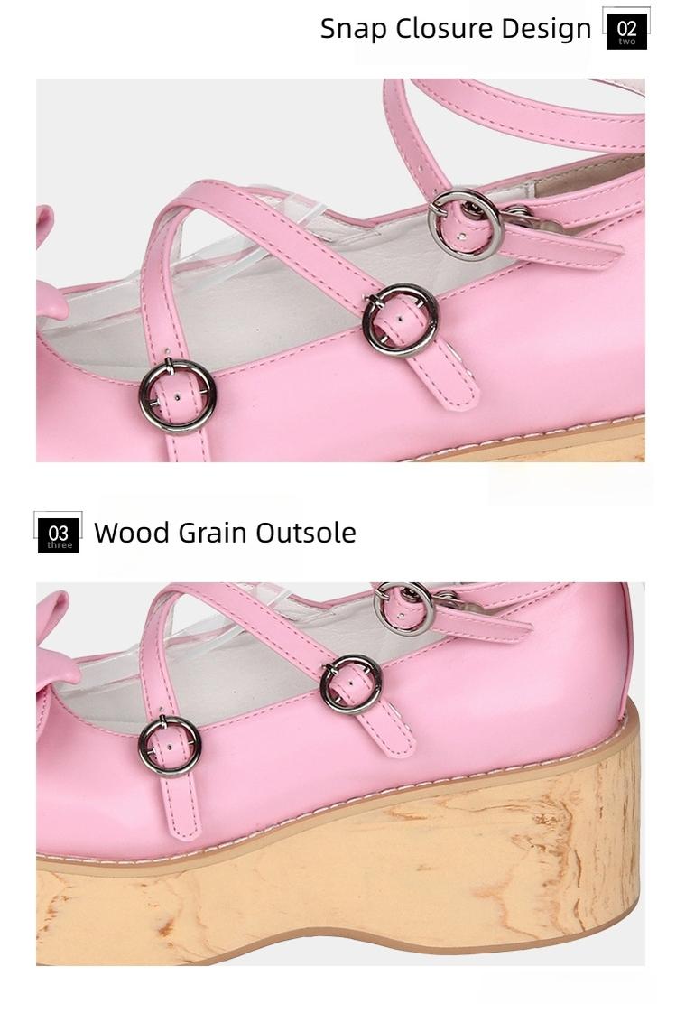 Angelic Imprint - Sweet Lolita Platform Shoes, Wood-grain Outsole 42464:798283