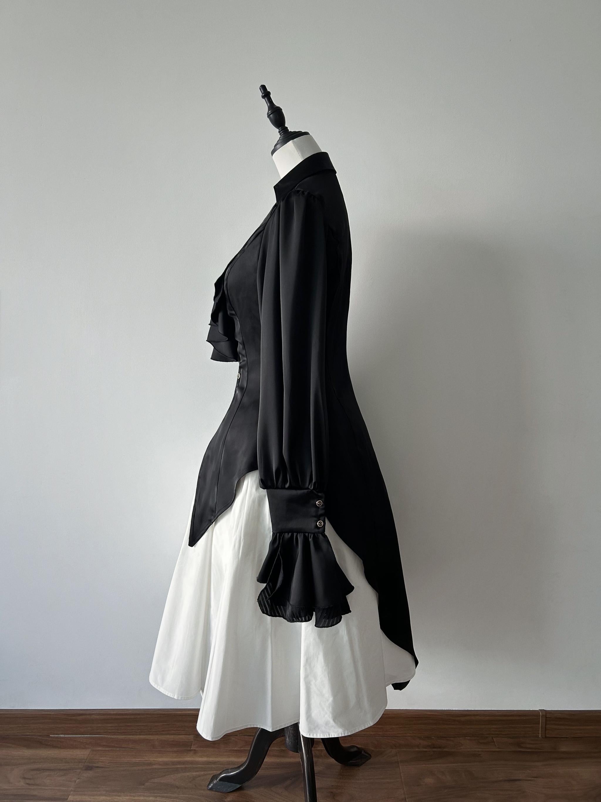 Muppet Mind Ben~Dream~Ouji Lolita Blouse Elegant V-neck Swallowtail Hem Shirt 42630:747329