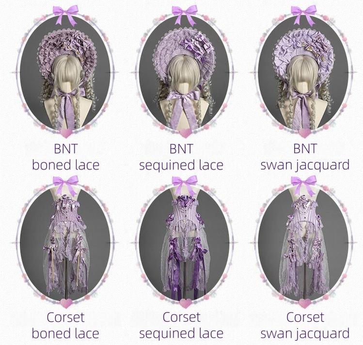 Forvever Purple - Purple Classic Lolita OP, Boning Corset (L M S) 44357:806183