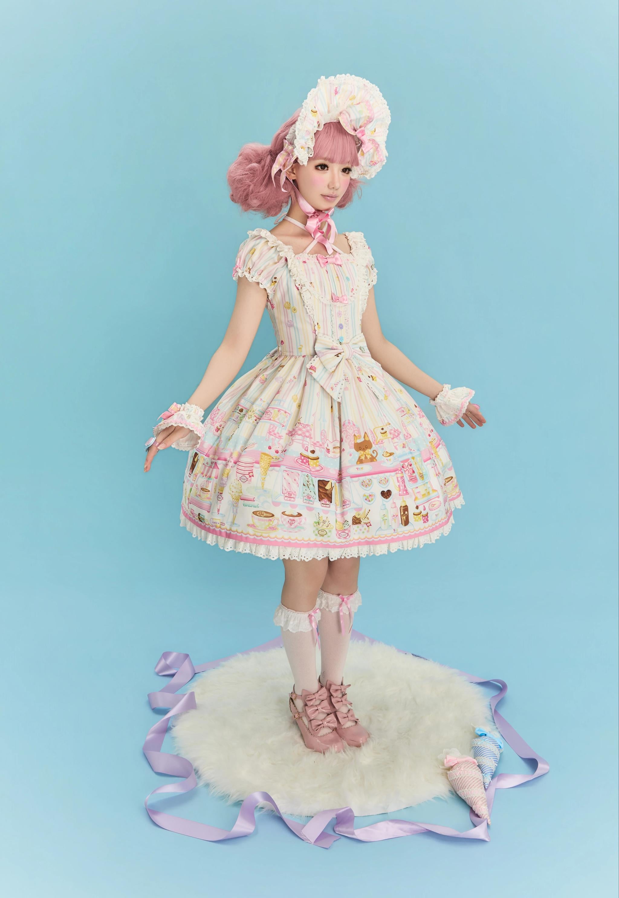 Summer Ice Cream Tale - Old School Lolita Ice Cream Printed OP & JSK Dress 45684:858670