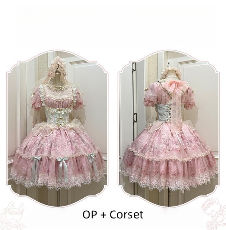 Spireme Cat - Wedding in Dream - Pink Sweet Lolita OP Dress, Detachable Corset