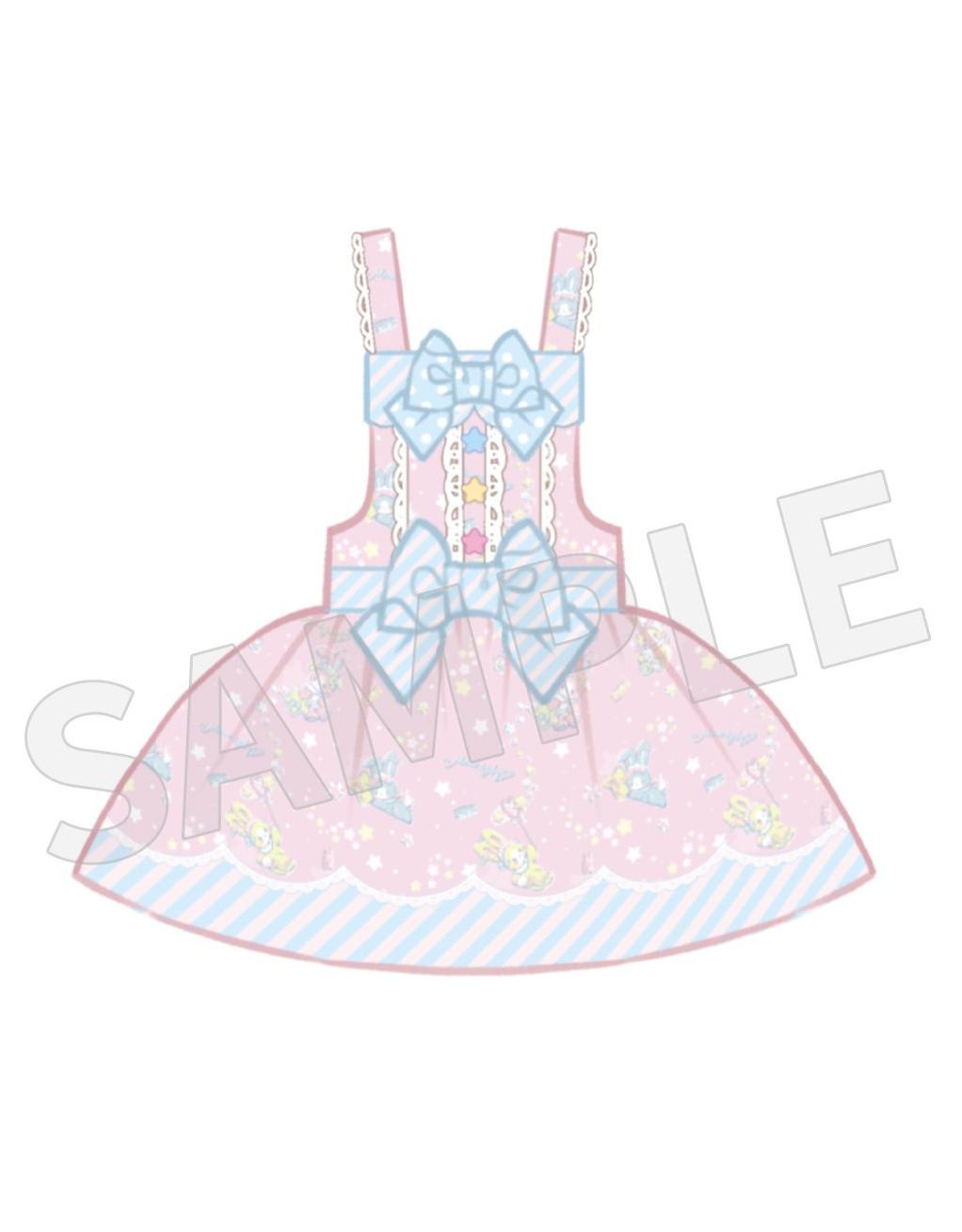 Star Gummies - IP Collaboration Sweet Lolita Dress, Bunny Print & Lace (L M S) 44608:830643