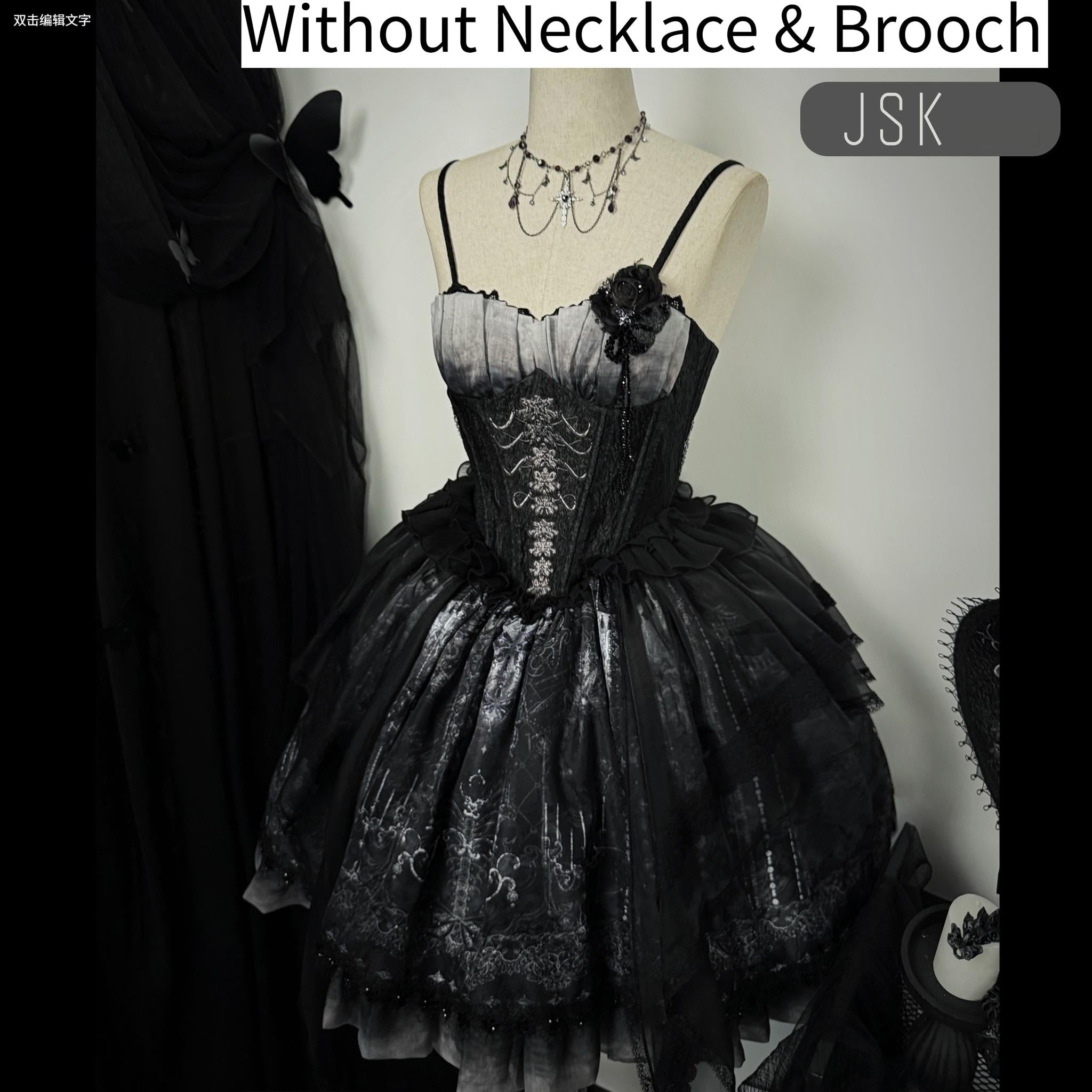 Susin Lolita - Bone-Eroded Butterfly - Gothic Lolita JSK & SK Set (JSK / L M S XL) 44051:793288