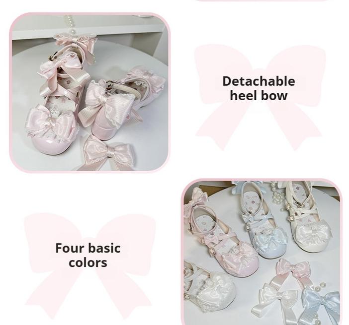 Cloud Satin Dream - Sweet Lolita Shoes, Ribbon Bows & Round Toe