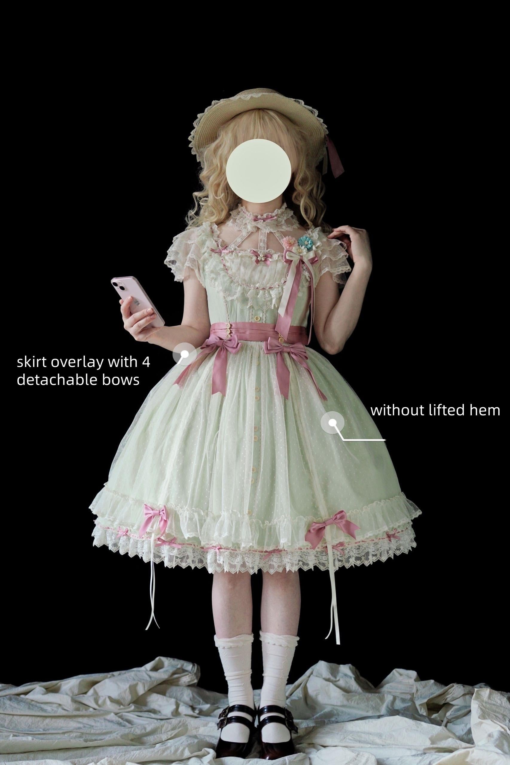 Uncle's Workshop - Fluttering Cherry Spring Strings - Cotton Sweet Lolita JSK Dress (L M S) 42196:776804