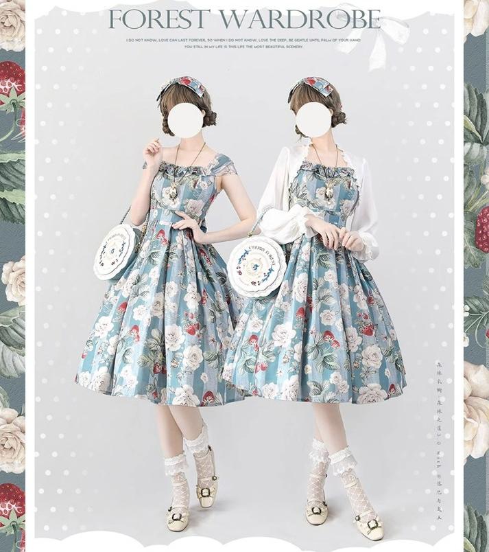 Forest Wardrobe~Forest Basket 3.0~Vintage Lolita JSK Dress Summer Thin Dress 15766:466110
