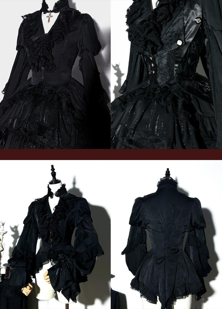 Genesis and Armageddon - Gothic Lolita High-low Hem Shirt, Boning SK 44737:820958
