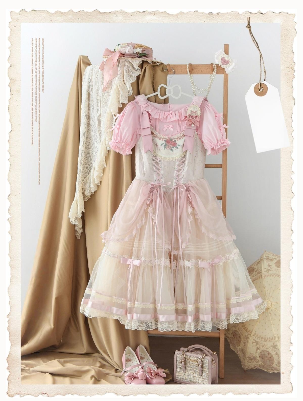 Sakurada Fawn - Fluffy Clouds - Cotton Plus Size Lolita Blouse Muti-Colored Shirt Pink blouse only (without any accessory) M
