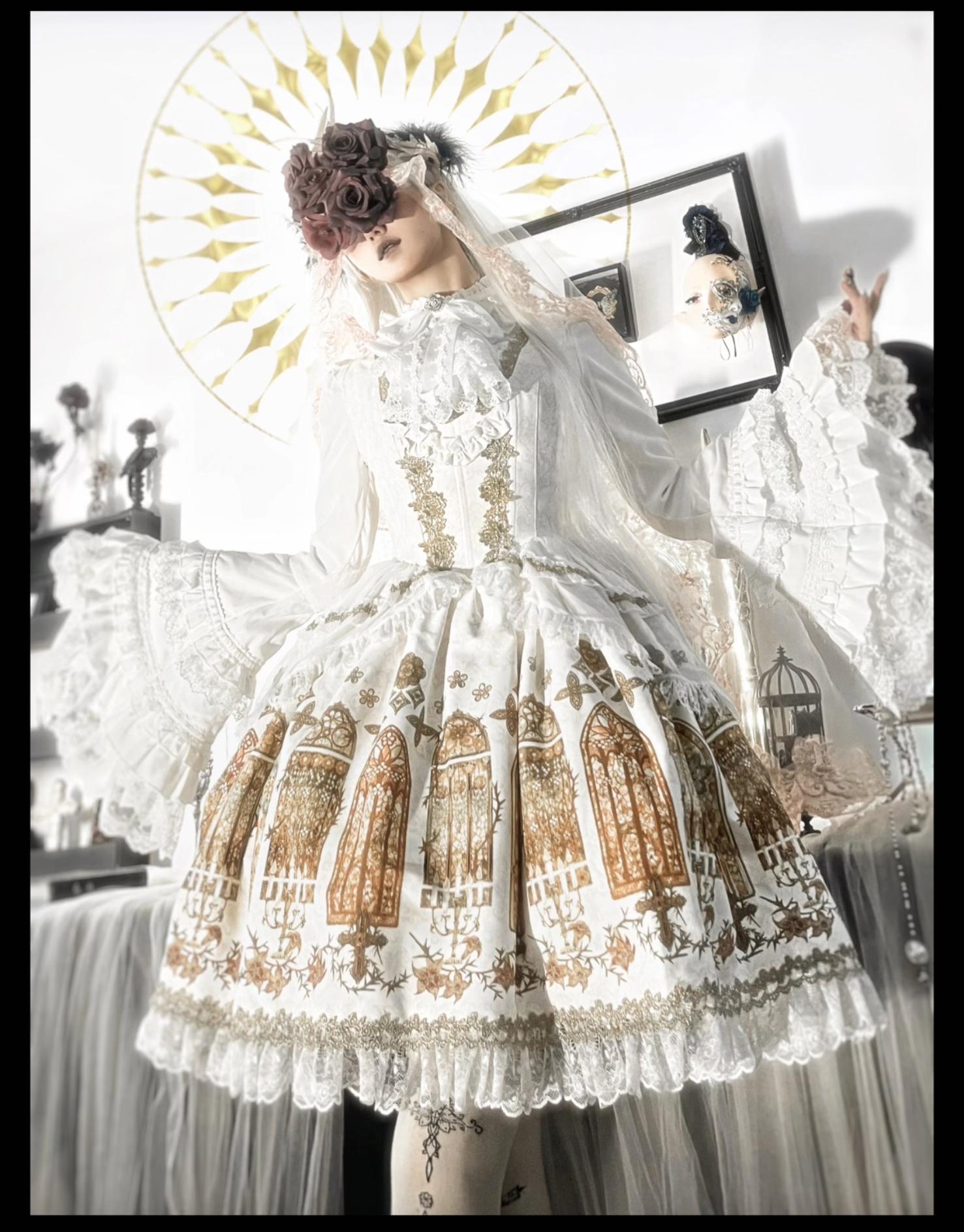 Gothic Lolita JSK Dress & Blouse Set, Stained Glass Print 45793:862634