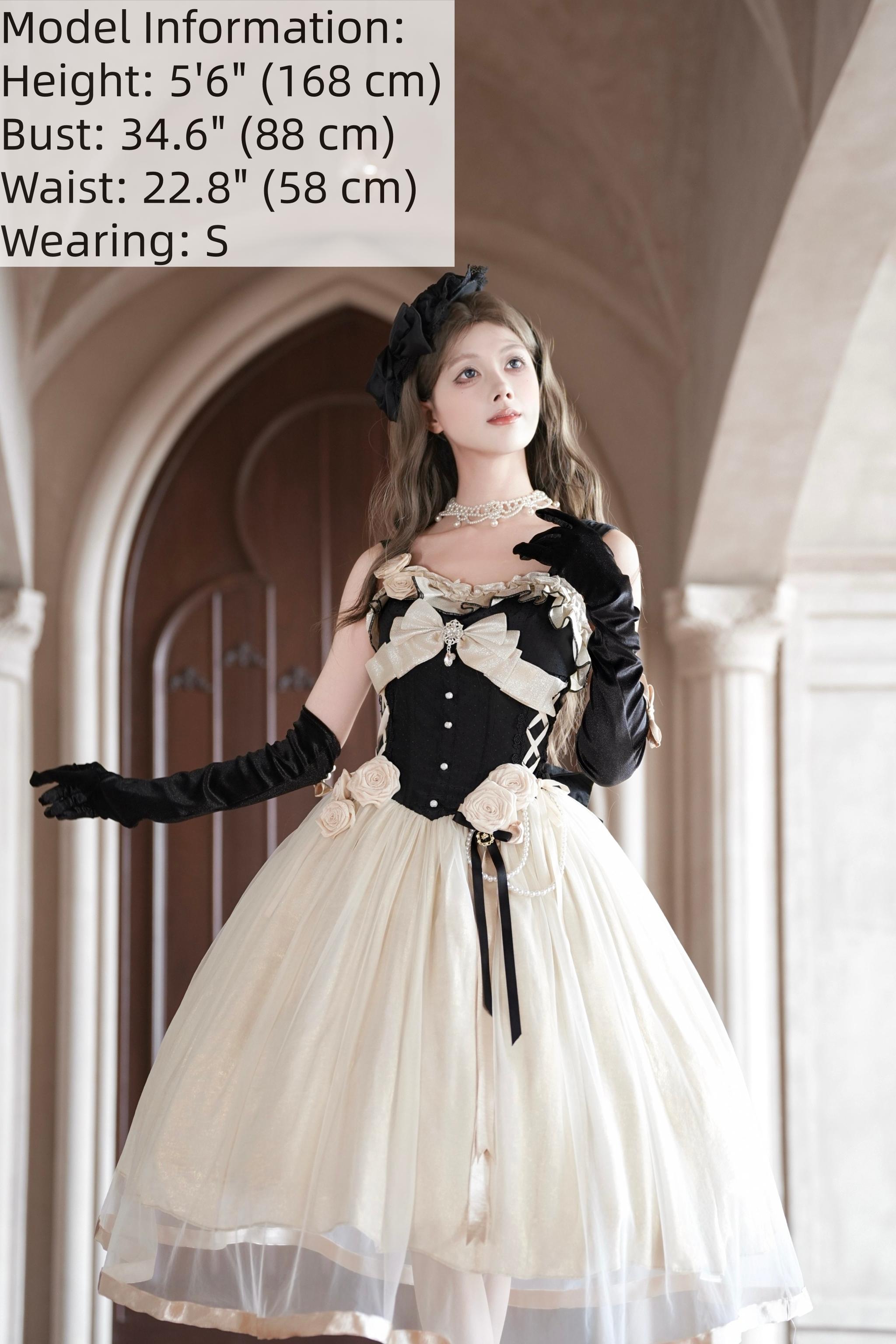 Paris Souvenir - Classic Lolita Corset JSK Dress with 3D Rose Decor