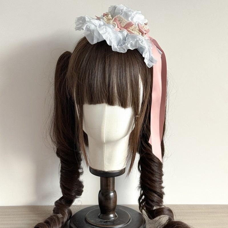 MAID - Spring of Mist - Sweet Lolita Bow Hairclip Bowler Hat KC Blue Small Bowler Hat Only