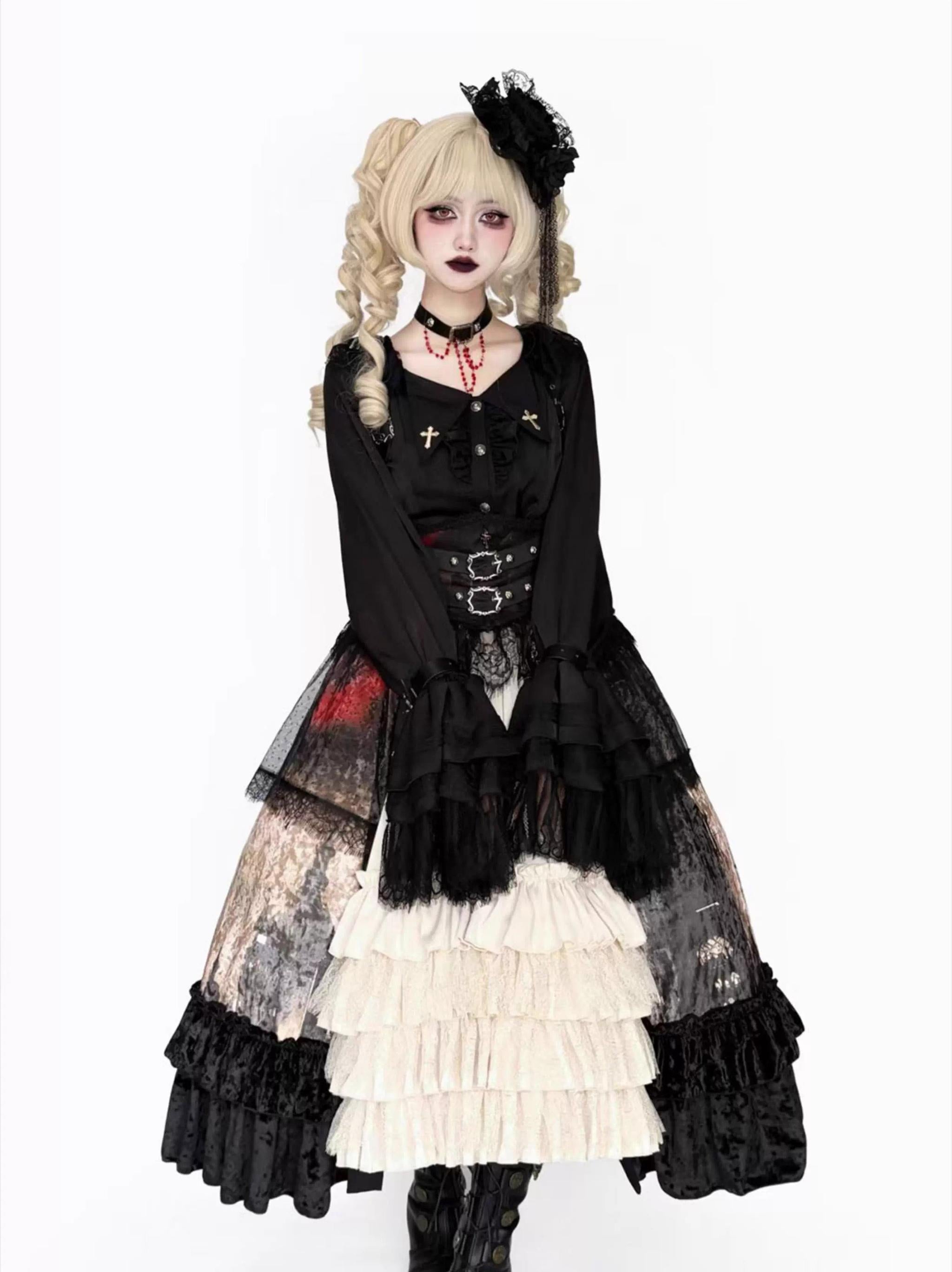 Caged Bird Hotel - Heretic Nun - Halloween Gothic Lolita JSK Dress & Blouse Set